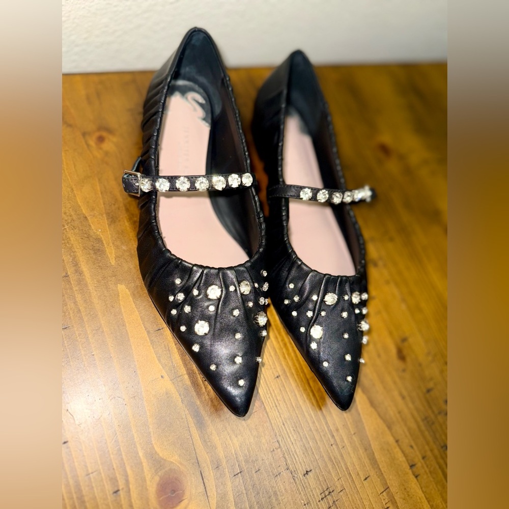 Antonio Melani x Jennifer Sumko Lyssa Lou Leather Studded Mary Jane Flats- 6 - Picture 5 of 7
